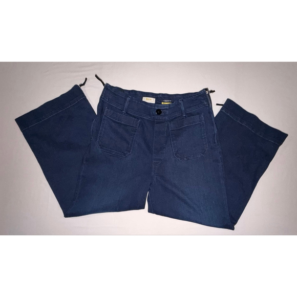 Maeve Anthropologie The Colette Pant 32 Dark Wash Denim Zippers Crop Wide Leg - Picture 12 of 15